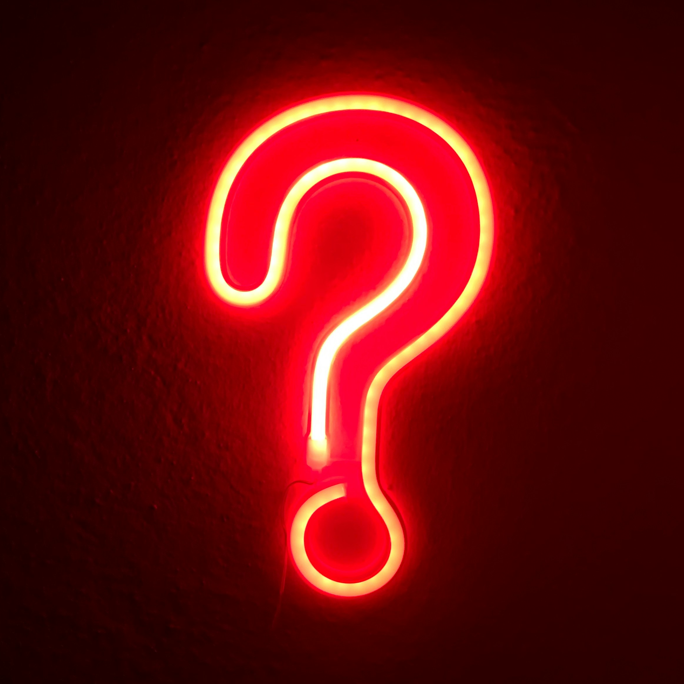 Neon red question mark